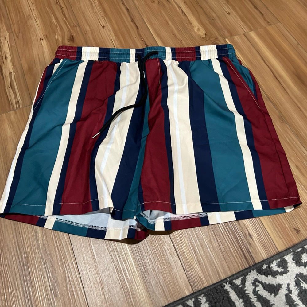 SHEIN Multicolored Swim Trunks with Bold Stripes Size XXL